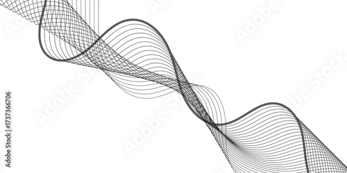 Minimalistic abstract illustration of wavy black lines bending in harmony across a white background. The lines vary in thickness, creating a smooth gradient effect that conveys rhythm, energy,