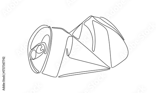 continuous line art of aluminum can illustration