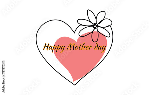 Happy mothers day card woman holding baby one line drawing minimal art illustration