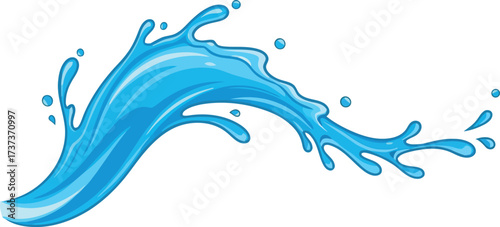 Dynamic blue water splash wave dynamic liquid motion abstract art vector