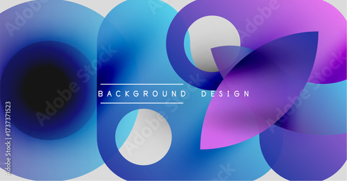 Abstract fluid shapes overlap, creating vibrant color gradients. Modern design features text background design centrally positioned.
