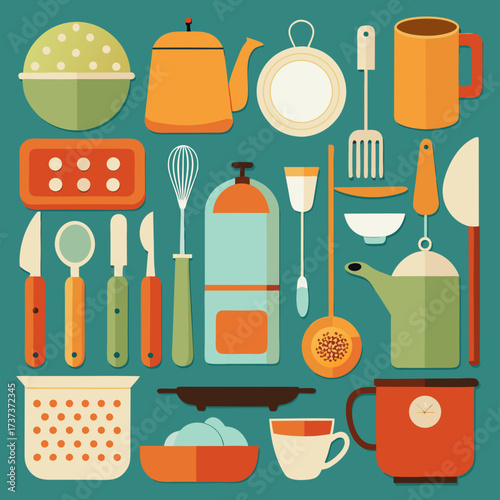 set of kitchen utensils