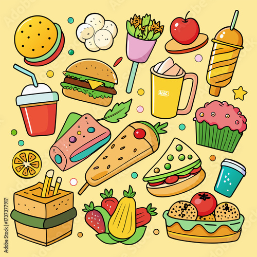 fast food seamless pattern