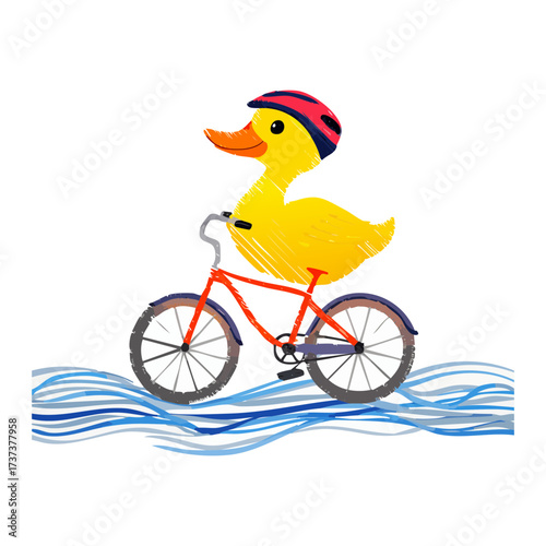 Duck Riding Bicycle Cartoon