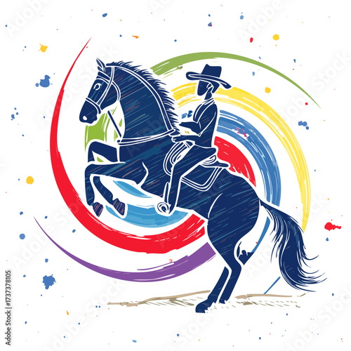 Man on Horse Fighting Bull