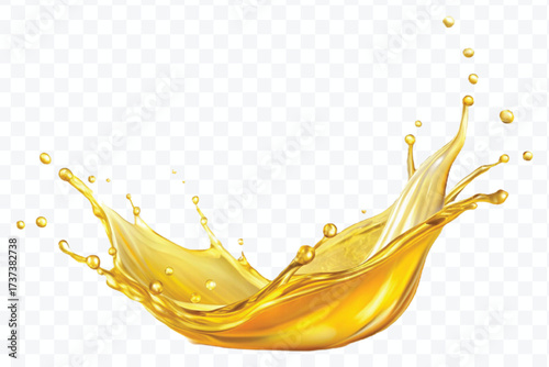 realistic fresh smooth liquid oil splash in mid air cut out and curve style isolated on transparent background
