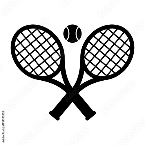 Vector Crossed Tennis Rackets on White Background