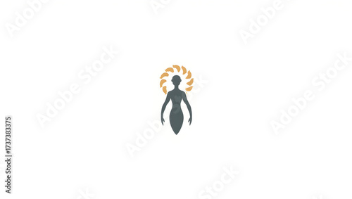 Alpha wave A minimalist vector of a spa logo with a stylized human silhouette and alpha wave rings as the halo, the design isolated on a white background(3)