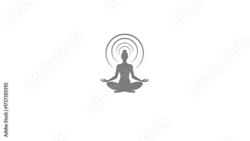 Alpha wave A minimalist vector of a spa logo with a stylized human silhouette and alpha wave rings as the halo, the design isolated on a white background(4)