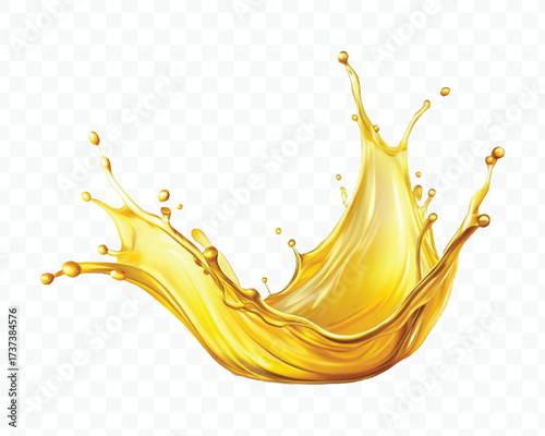 realistic fresh smooth liquid oil splash in mid air cut out and curve style isolated on transparent background