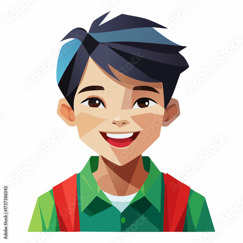 Young Asian boy with stylish hair and a friendly smile.