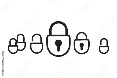 Simple Outline Padlock Icons for Data Safety and Access Control