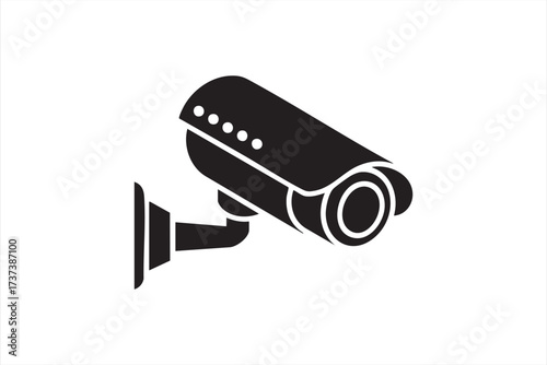 Black and White Security Camera Symbol for Safety and Protection Design