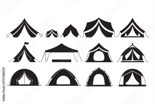 Minimalist Tent Vector Symbols for Hiking, Camping, and Travel Projects