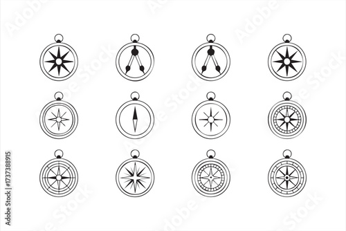 Navigation Symbol Pack with Compass Icons for Outdoor and Camping Use
