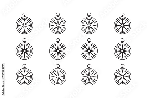 Travel and Direction Compass Icon Collection for Journey and Adventure Graphics