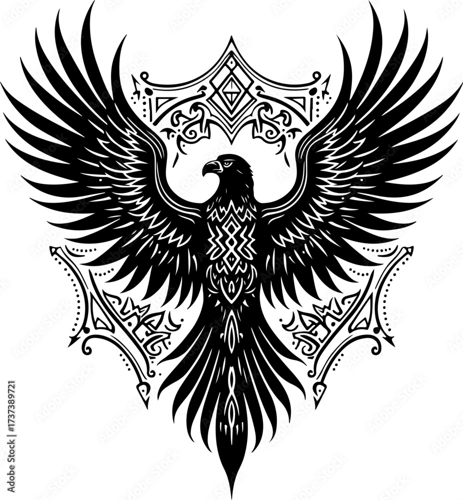 Obraz premium Falcon or Eagle Wingspan Emblem Vector