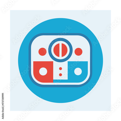 Free Download Blue and red abstract icon with circles and squares symbol graphic - GFXLoad