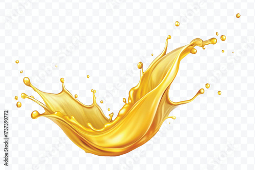 realistic fresh smooth liquid oil splash in mid air cut out and curve style isolated on transparent background