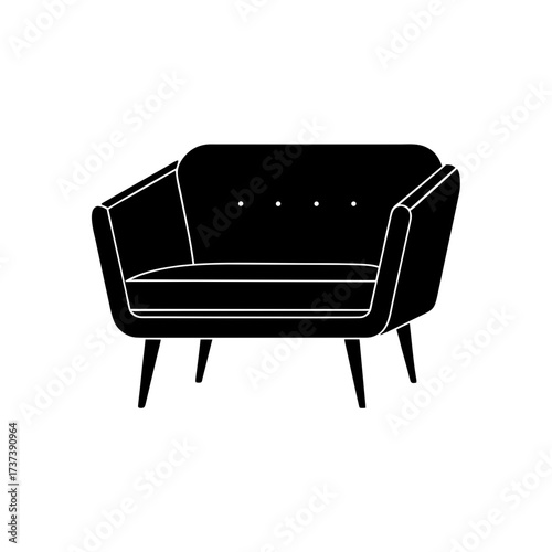 minimalist silhouette of a lobby loveseat in 