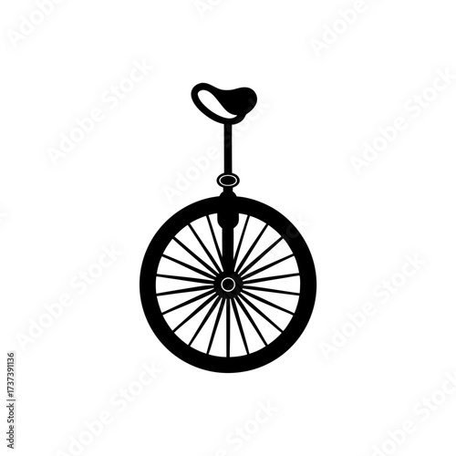 a black and white vector silhouette of a unicycle 