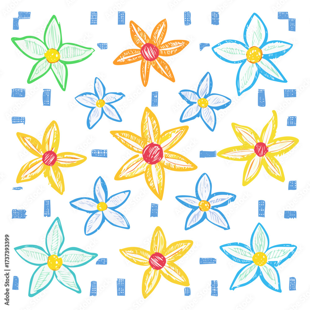 Fototapeta premium Starfish Flowers Beach Pattern