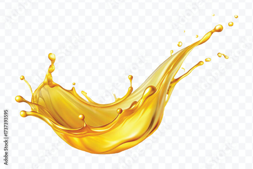 realistic fresh smooth liquid oil splash in mid air cut out and curve style isolated on transparent background