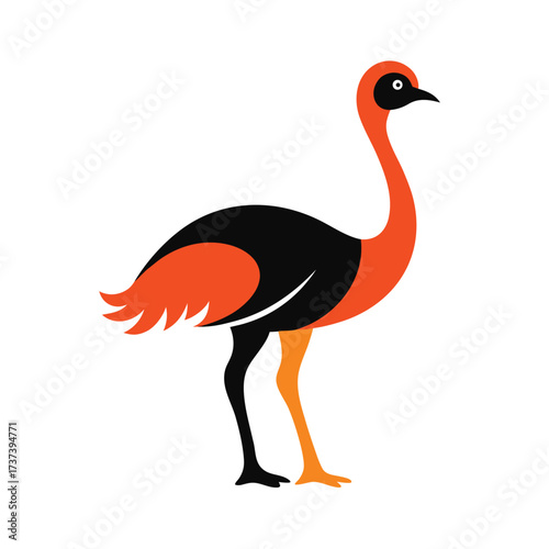 Stylized illustration of an ostrich bird flightless bird