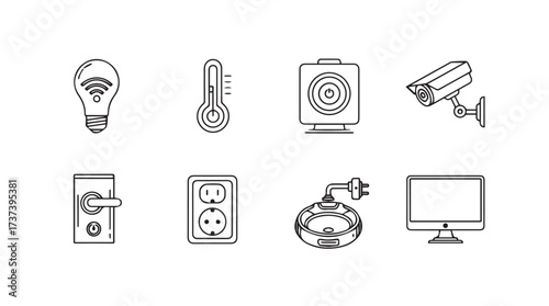 Smart home technology icons set for modern living connected devices and automation concept vector