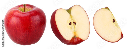 Fényképezés red apple (Envy Apple), half and slice isolated, transparent PNG, PNG format