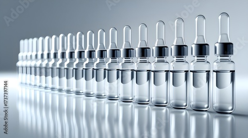 Medical Glass Vials with Transparent Liquid