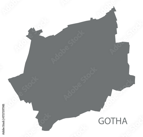Gotha city map with boroughs grey illustration silhouette shape