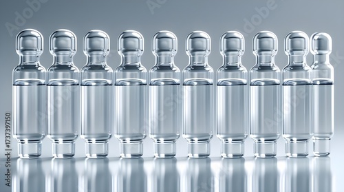 Medical Glass Vials with Transparent Liquid