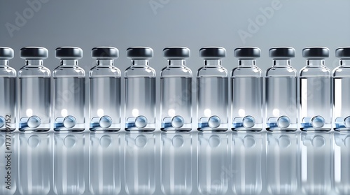 Medical Glass Vials with Transparent Liquid