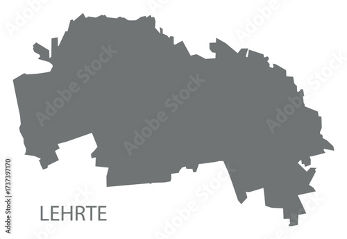 Lehrte city map with boroughs grey illustration silhouette shape