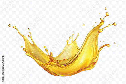 realistic fresh smooth liquid oil splash in mid air cut out and curve style isolated on transparent background