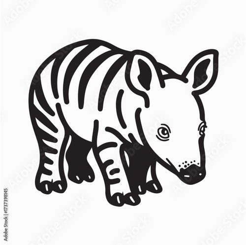 Adorable Tapir Cartoon Vector Animal for Kids Brand isolated on white background