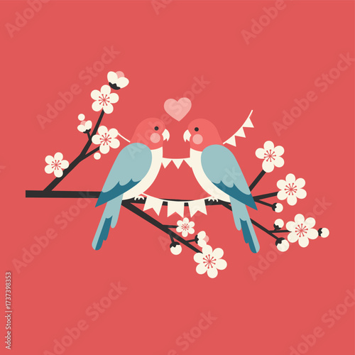Lovebirds and Blossoms
