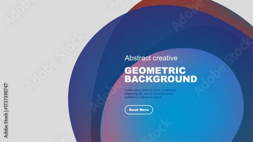 Abstract geometric background features overlapping colorful circles. Text promotes further information access. Simple design, modern aesthetic.