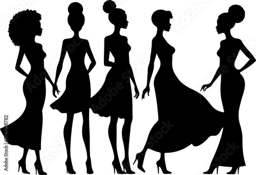 Fashionable Black Women Silhouettes Bundle
