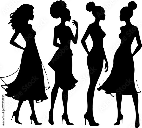 Fashionable Black Women Silhouettes Bundle