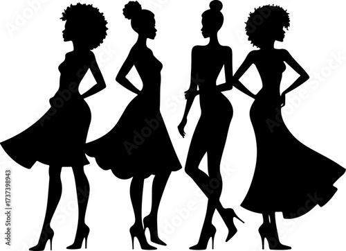 Fashionable Black Women Silhouettes Bundle