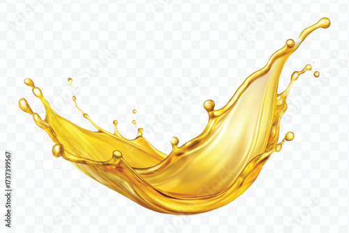 realistic fresh smooth liquid oil splash in mid air cut out and curve style isolated on transparent background