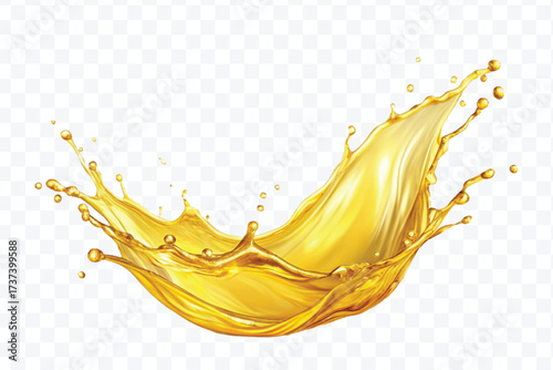 realistic fresh smooth liquid oil splash in mid air cut out and curve style isolated on transparent background