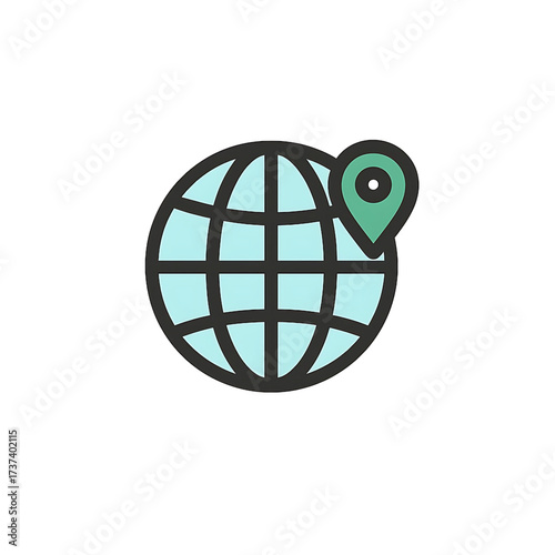 World Map with Location Pin Icon Travel and Global Navigation Concept