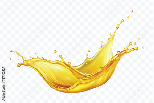 realistic fresh smooth liquid oil splash in mid air cut out and curve style isolated on transparent background