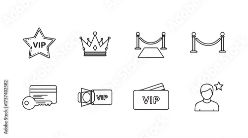 Exclusive vip access icons collection representing luxury and prestige for events and services vector