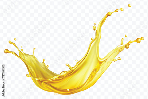 realistic fresh smooth liquid oil splash in mid air cut out and curve style isolated on transparent background