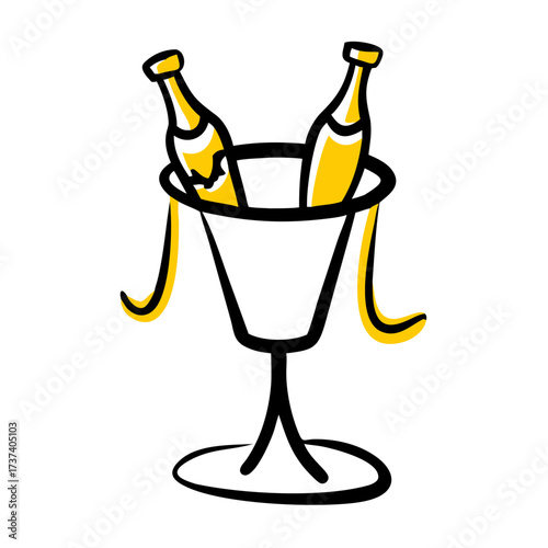 Champagne bucket with two bottles of sparkling wine inillustration  