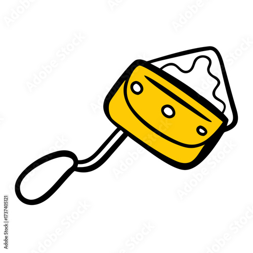 Cheese slicer with yellow handle and stainless steel blade  
